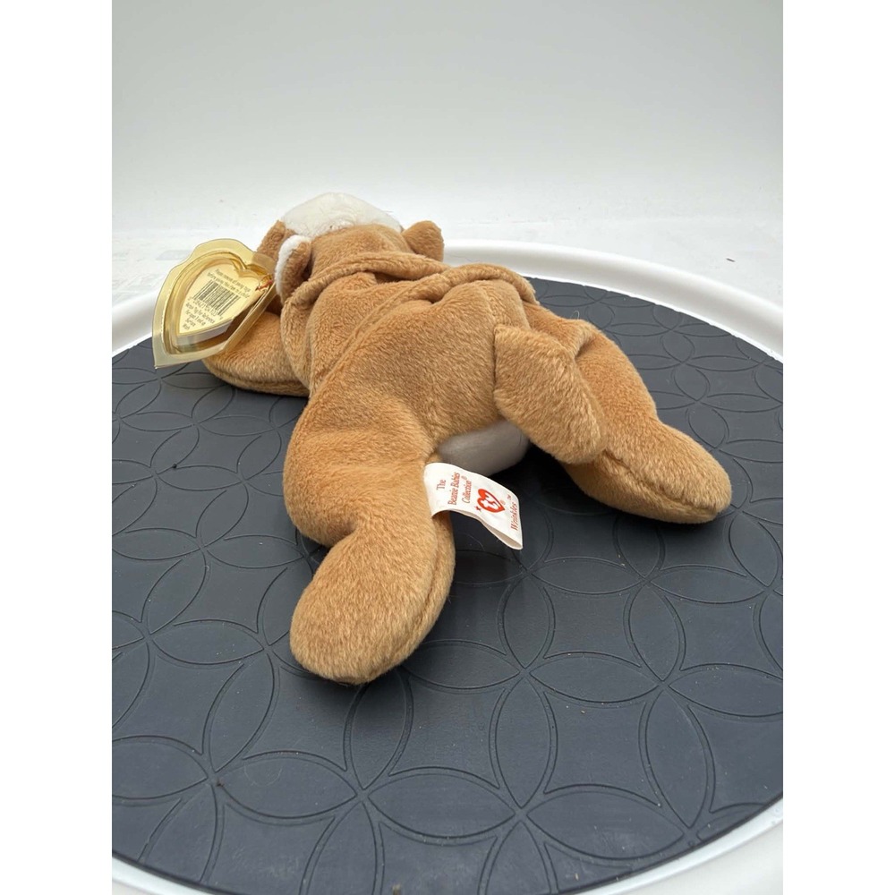 TY Beanie Baby Wrinkles Bulldog Dog 1996 Retired Plush PVC Pellets Tag Protector